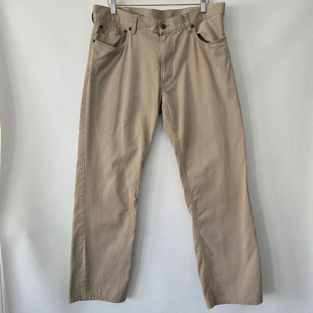 Polo Ralph Lauren Mens Khaki‎ Chino Pants Tan Cotton Twill Straight Leg 36x32